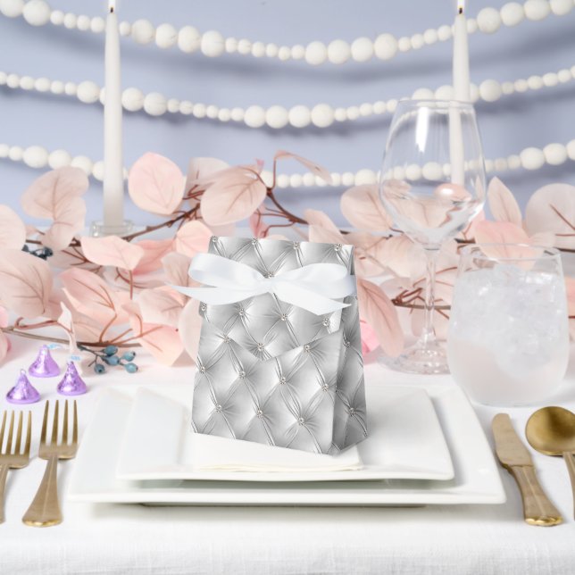 Luxury Glam Soft Grey Faux Velvet Favor Boxes (Wedding)