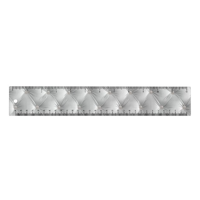 Luxury Glam Soft Grey Faux Velvet  Ruler (Front)