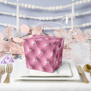 Luxury Glam Soft Pink Faux Velvet Favor Boxes