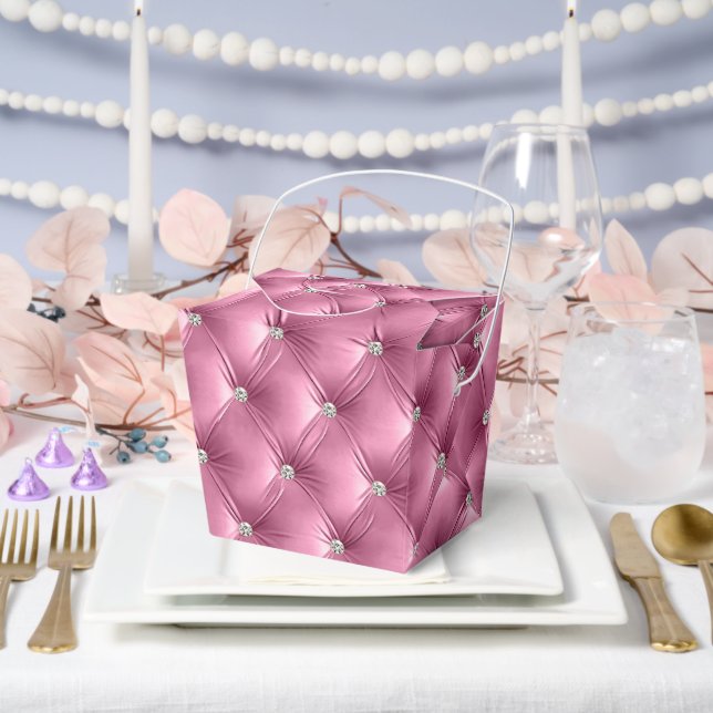 Luxury Glam Soft Pink Faux Velvet Favor Boxes (Wedding)