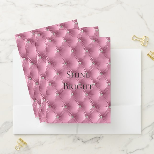 Luxury Glam Soft Pink Faux Velvet  Pocket Folder (In Situ)