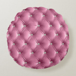 Luxury Glam Soft Pink Faux Velvet Round Pillow