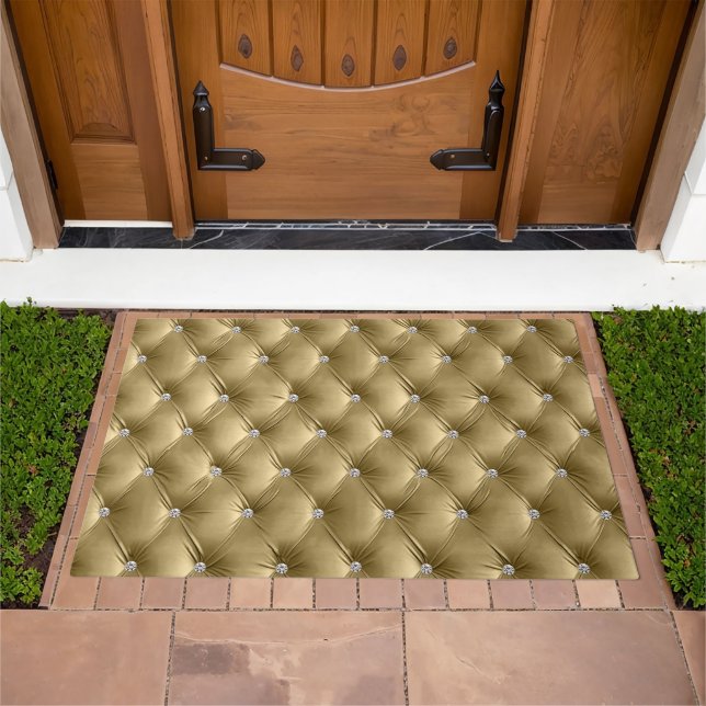 Luxury Glam Soft Warm Gold Faux Velvet  Doormat (Outdoor)