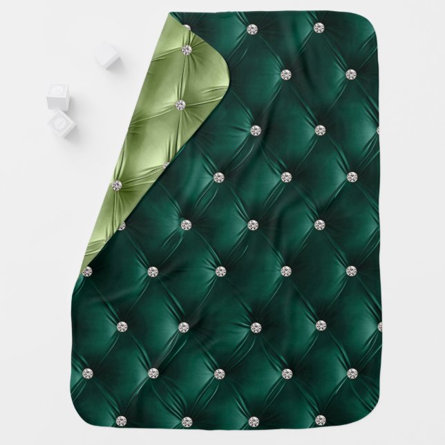 Luxury Glam Teal Sage Green Faux Velvet  Baby Blanket (In Situ)