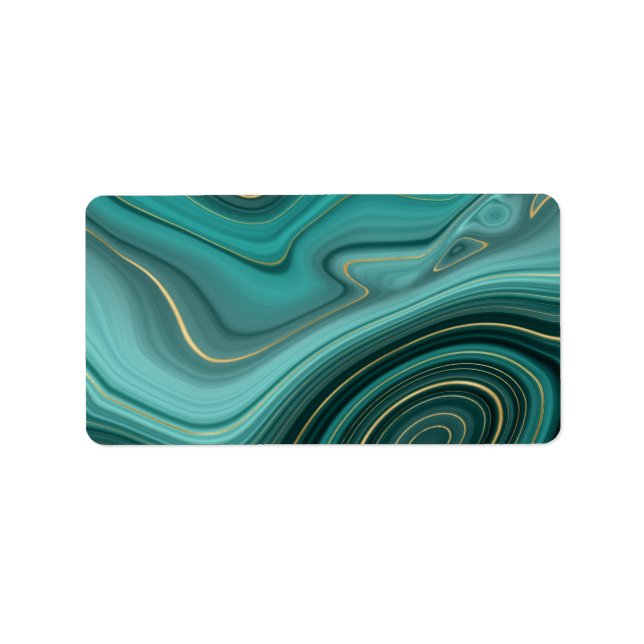 Luxury Glam Turquoise Abstract Pattern Label (Front)