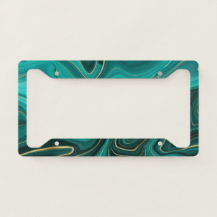 Luxury Glam Turquoise Abstract Pattern License Plate Frame