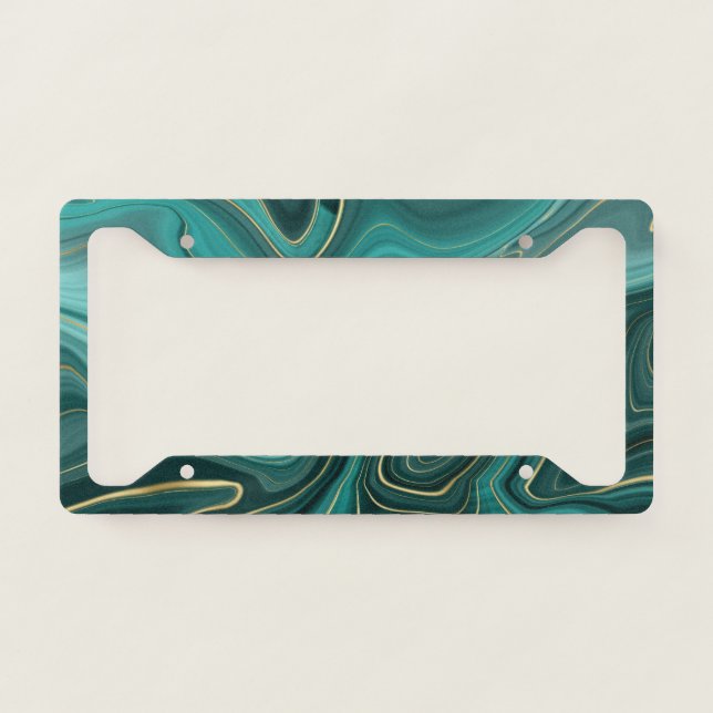 Luxury Glam Turquoise Abstract Pattern License Plate Frame (Front)