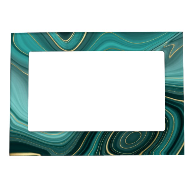 Luxury Glam Turquoise Abstract Pattern Magnetic Frame (Front)