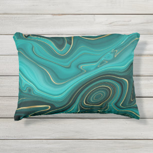 Luxury Glam Turquoise Abstract Pattern Outdoor Pillow