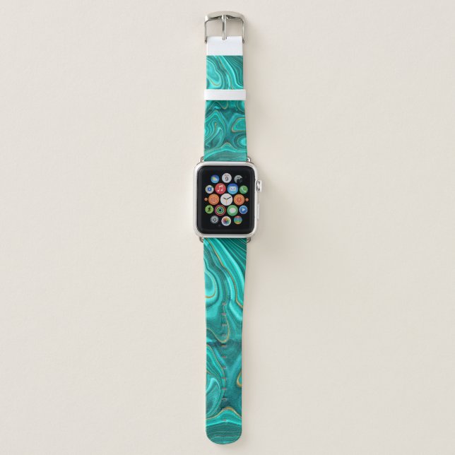 Luxury Glam Turquoise Bright Abstract Pattern Apple Watch Band (Front)