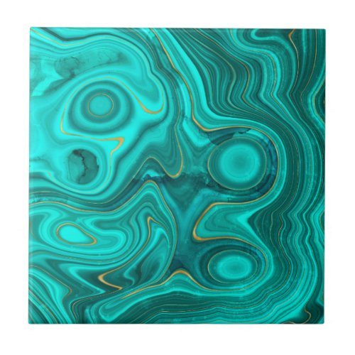 Luxury Glam Turquoise Bright Abstract Pattern Ceramic Tile