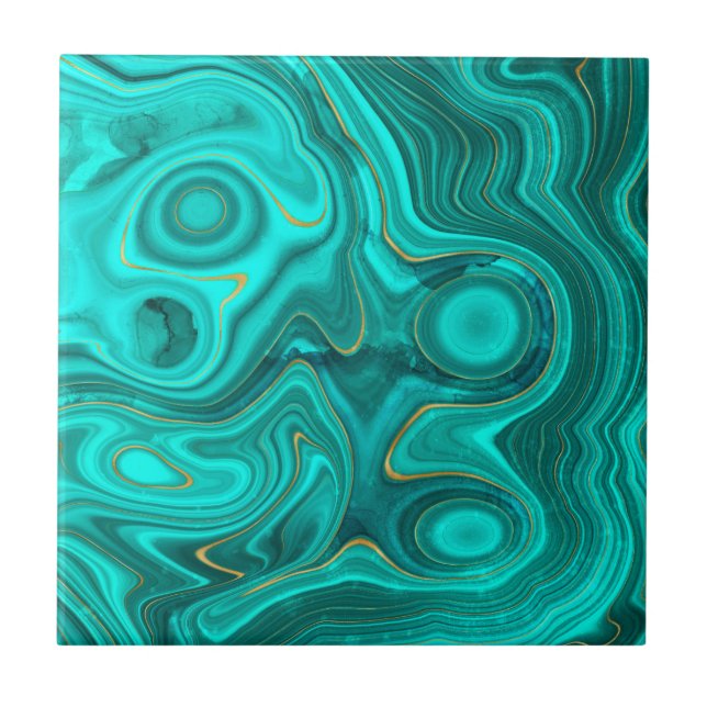 Luxury Glam Turquoise Bright Abstract Pattern Ceramic Tile (Front)