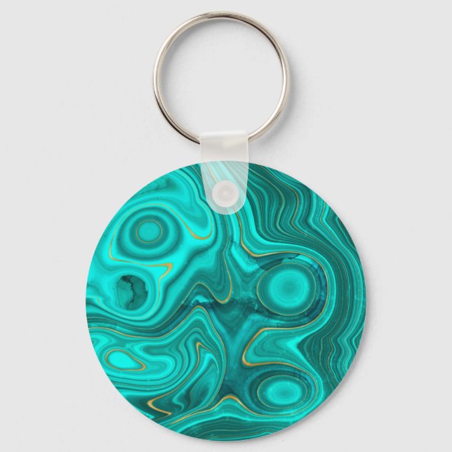 Luxury Glam Turquoise Bright Abstract Pattern Keychain (Front)