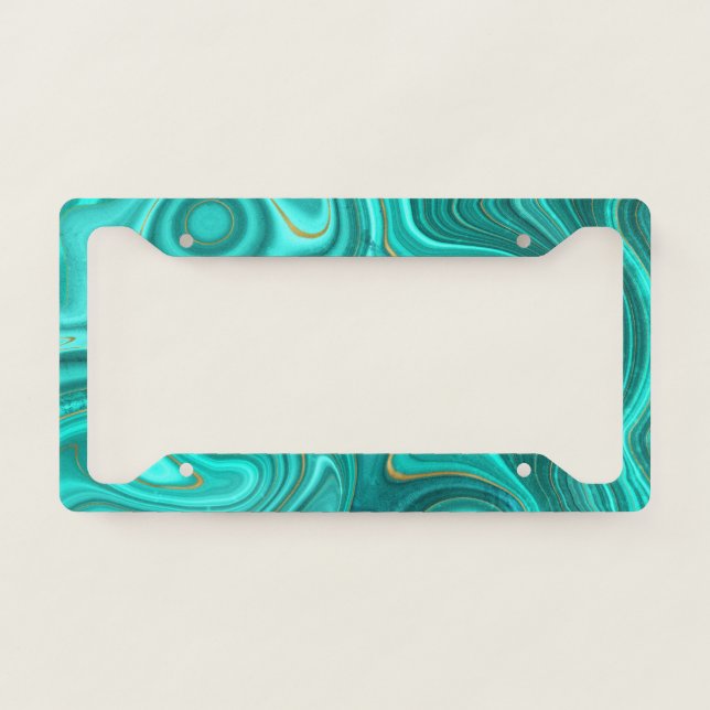 Luxury Glam Turquoise Bright Abstract Pattern License Plate Frame (Front)