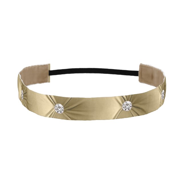 Luxury Glam Warm Gold Faux Velvet  Athletic Headband (Front)