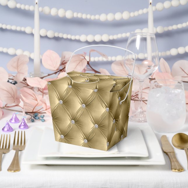 Luxury Glam Warm Gold Faux Velvet Favor Boxes (Wedding)