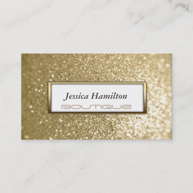 Luxury glamorous modern elegant faux gold glitter business card (Front)