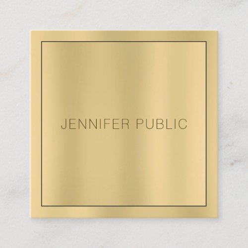 Luxury Glamour Gold Look Modern Elegant Template Square Business Card