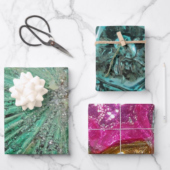 Luxury Glass Christmas Ornaments Jewels Rich Wrapping Paper Sheets (Front)