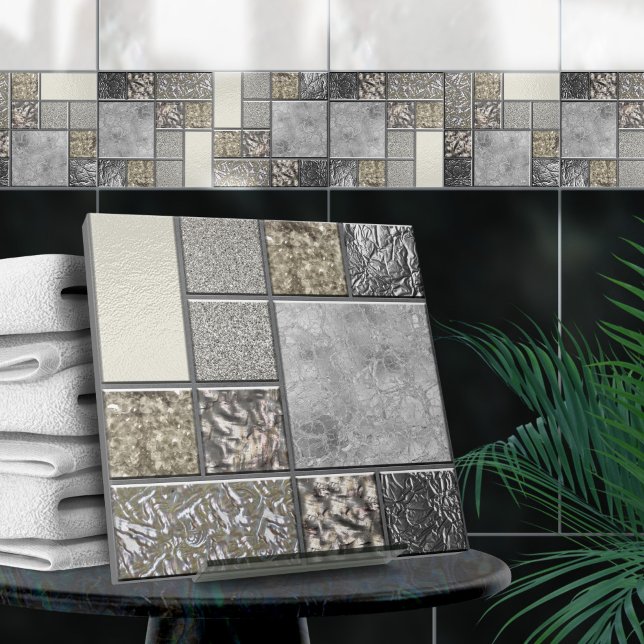 Luxury Glass, Shell & Metal Geometric N3 Ceramic Tile (Creator Uploaded)