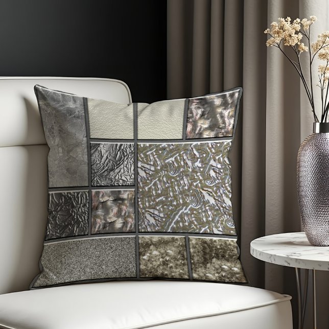 Luxury Glass, Shell & Metal Geometric Throw Pillow (Creator Uploaded)