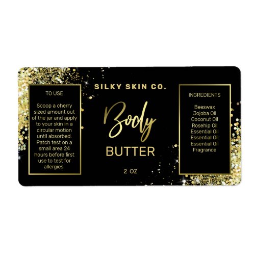 Luxury Glitter Black And Gold Body Butter Labels