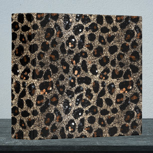 Luxury Glitter Brown Black Gold Leopard Pattern 3 Ring Binder