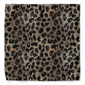 Luxury Glitter Brown Black Gold Leopard Pattern Bandana