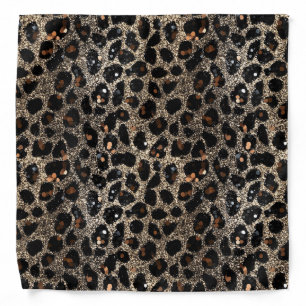 Luxury Glitter Brown Black Gold Leopard Pattern Bandana