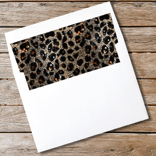 Luxury Glitter Brown Black Gold Leopard Pattern Envelope Liner