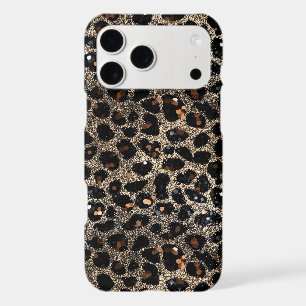 Luxury Glitter Brown Black Gold Leopard Pattern iPhone 17 Pro Max Case