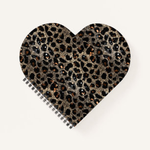 Luxury Glitter Brown Black Gold Leopard Pattern Notebook
