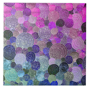 Luxury Glitter Dots and Circles - colorful purple Ceramic Tile