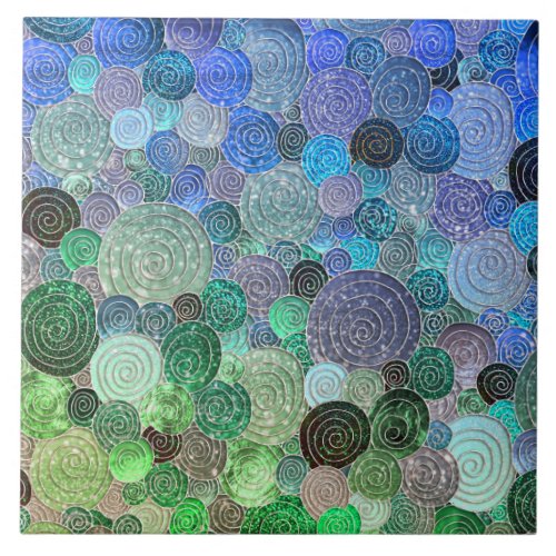 Luxury Glitter Dots and Circles _ Fresh Aqua Ceramic Tile