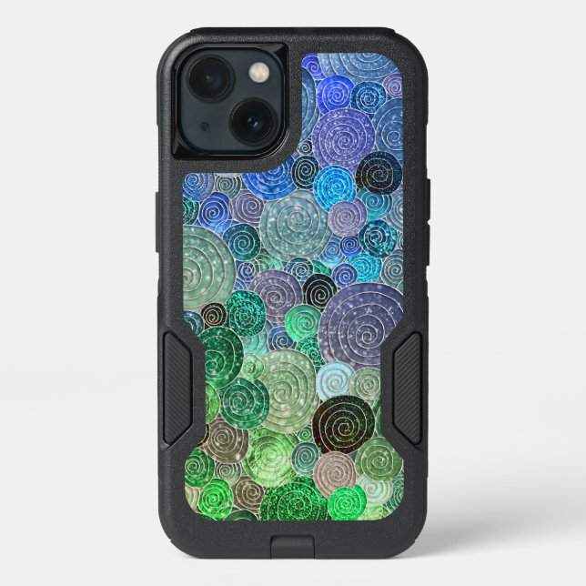 Luxury Glitter Dots and Circles - Fresh Aqua Otterbox iPhone Case (Back)