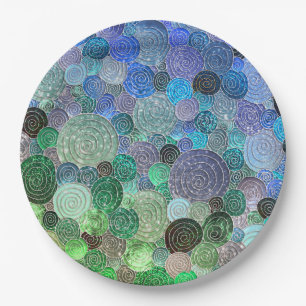 Luxury Glitter Dots and Circles - Fresh Aqua Paper Plates
