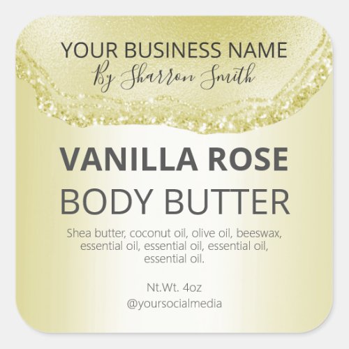 Luxury Glitter Gold Agate Product Jar Labels