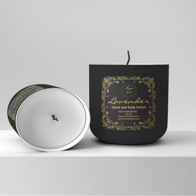 Luxury glitter gold and black ingredients square sticker (Creator Uploaded)