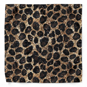 Luxury Glitter Gold Brown Black Leopard Pattern Bandana