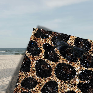 Luxury Glitter Gold Brown Black Leopard Pattern Beach Towel
