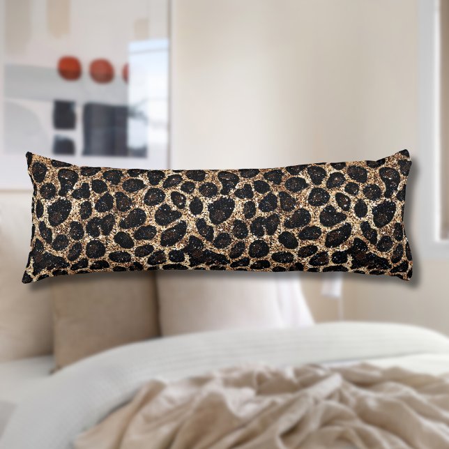 Luxury Glitter Gold Brown Black Leopard Pattern Body Pillow (Creator Uploaded)