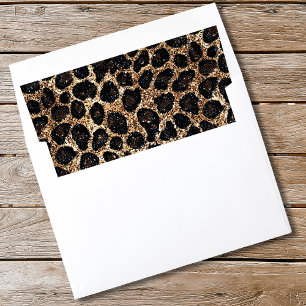 Luxury Glitter Gold Brown Black Leopard Pattern Envelope Liner