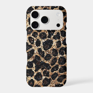 Luxury Glitter Gold Brown Black Leopard Pattern iPhone 17 Pro Case