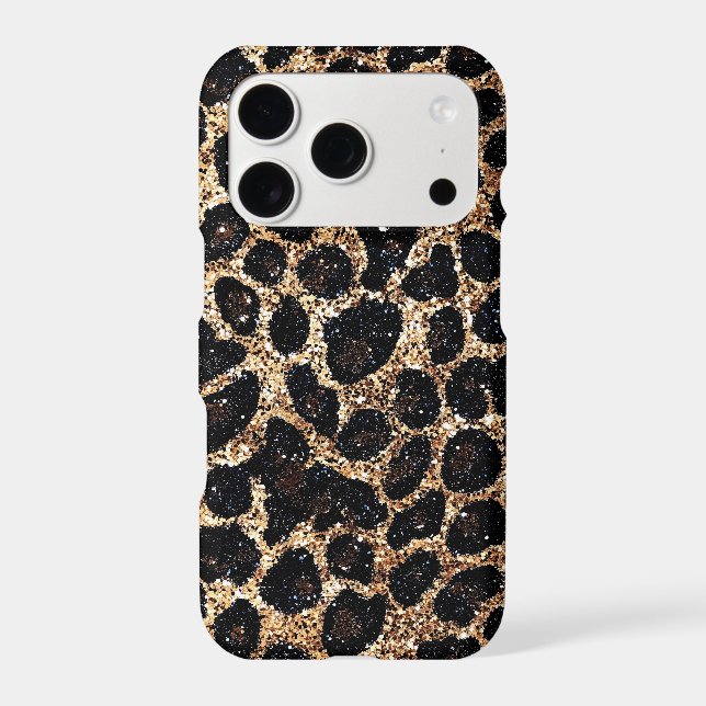 Luxury Glitter Gold Brown Black Leopard Pattern iPhone Case (Back)