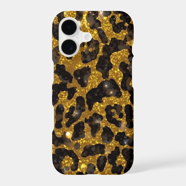 Luxury Glitter Gold Brown Black Leopard Pattern iPhone Case (Back)