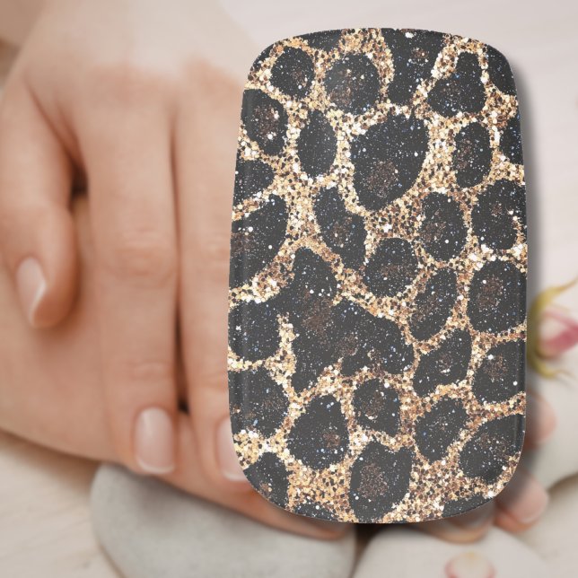 Luxury Glitter Gold Brown Black Leopard Pattern Minx Nail Art (Creator Uploaded)