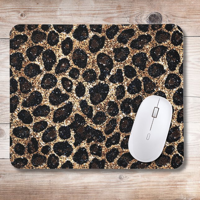 Luxury Glitter Gold Brown Black Leopard Pattern Mouse Pad (Creator Uploaded)