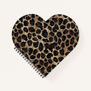 Luxury Glitter Gold Brown Black Leopard Pattern Notebook