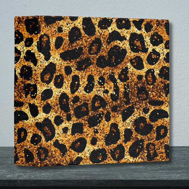 Luxury Glitter Gold Brown Rust Leopard Pattern 3 Ring Binder (Creator Uploaded)