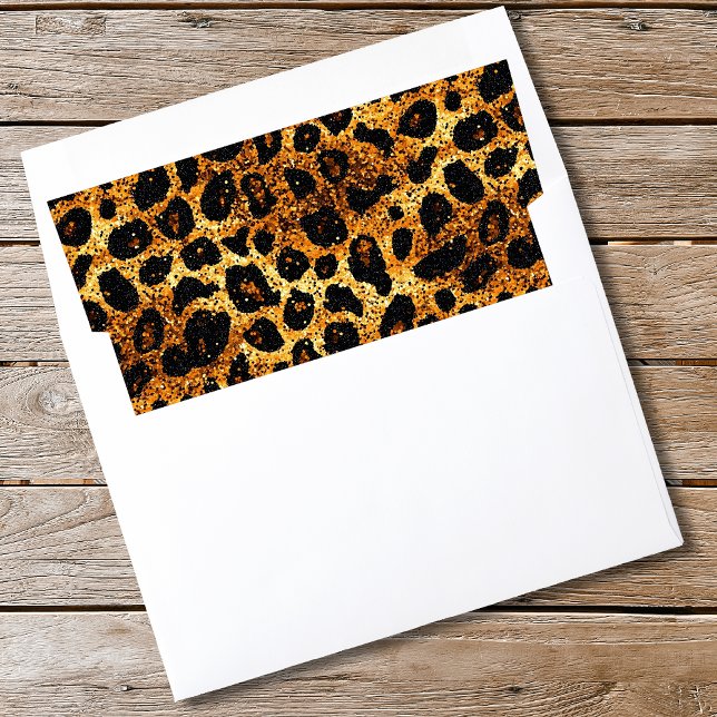 Luxury Glitter Gold Brown Rust Leopard Pattern Envelope Liner (Creator Uploaded)